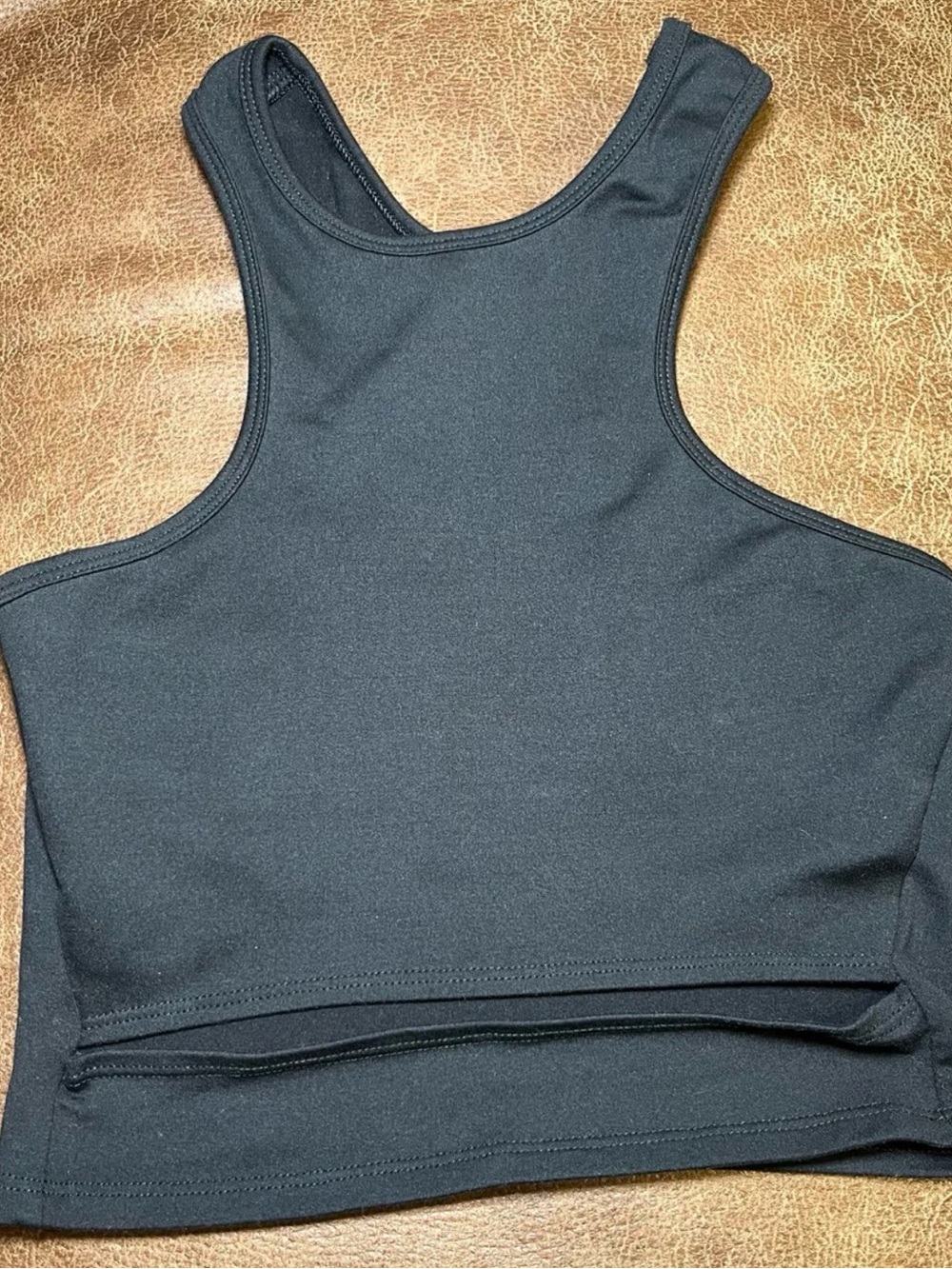 Bombshell Sportswear Black "Double Take" High Neck Crop Top - Size Small